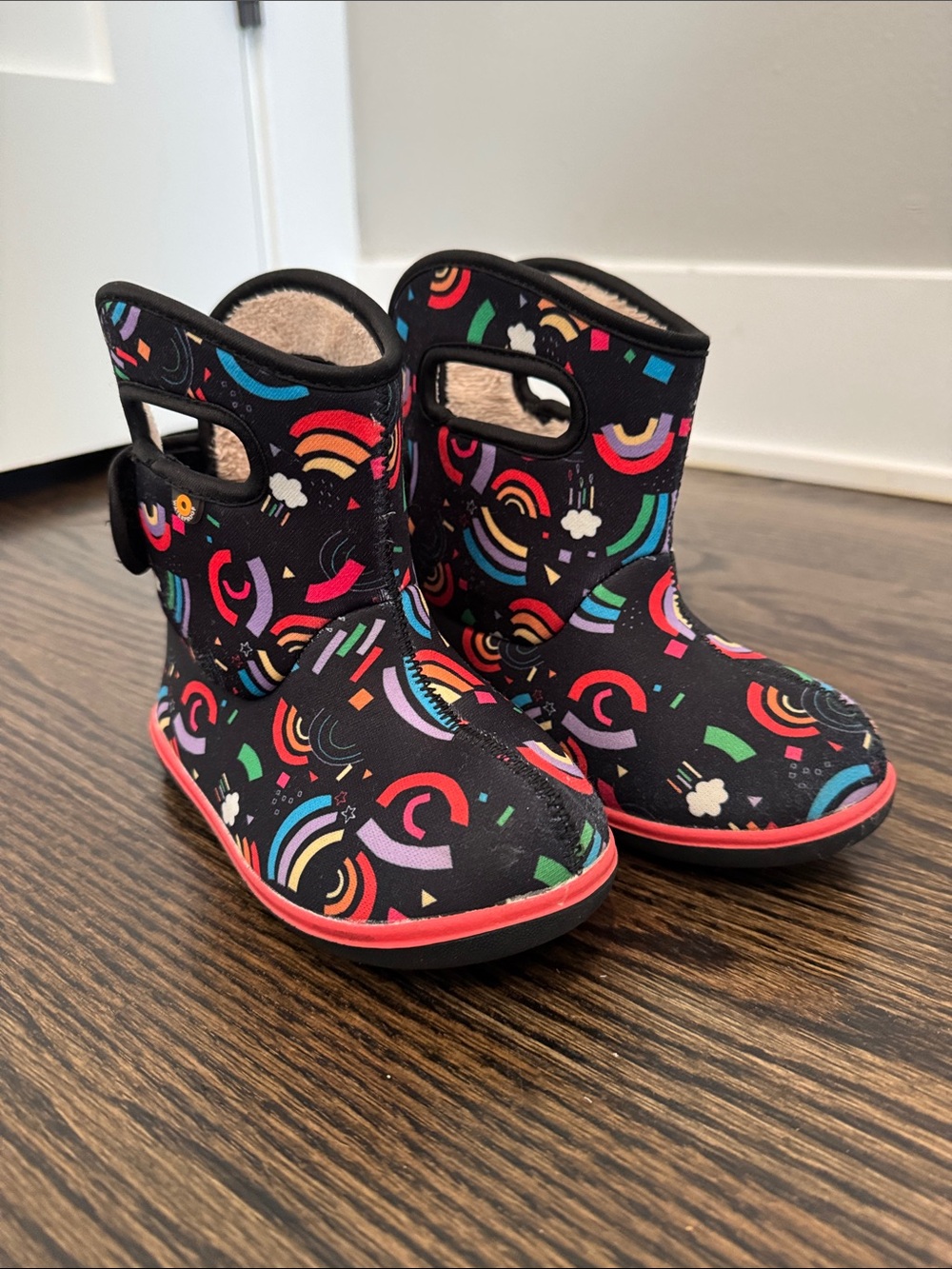 Bogs Kids Bogs II Black Rainbow Pattern Waterproof Winter Boot